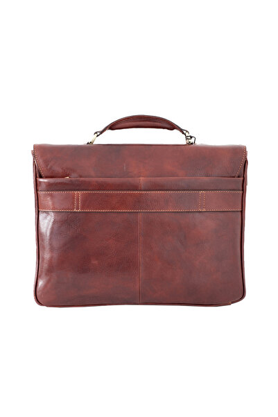 FASHION Men's laptop briefcase made of genuine vachetta leather, S163