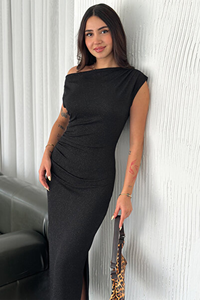 Slim'N Lift Sim Detaylı Yırtmaçlı Elbise