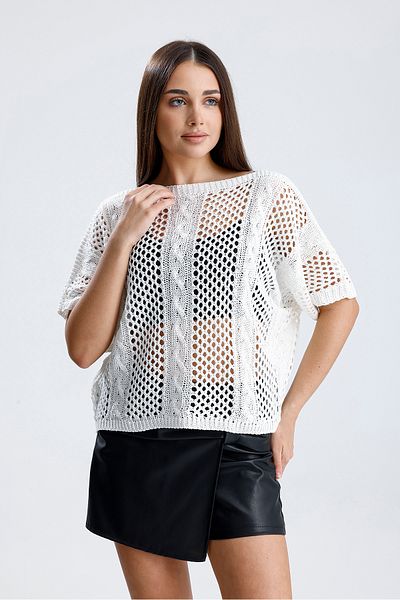 glztriko Women's Openwork Seasonal Hair Braid Patterned Cotton Blouse Knitwear Sweater Glz032