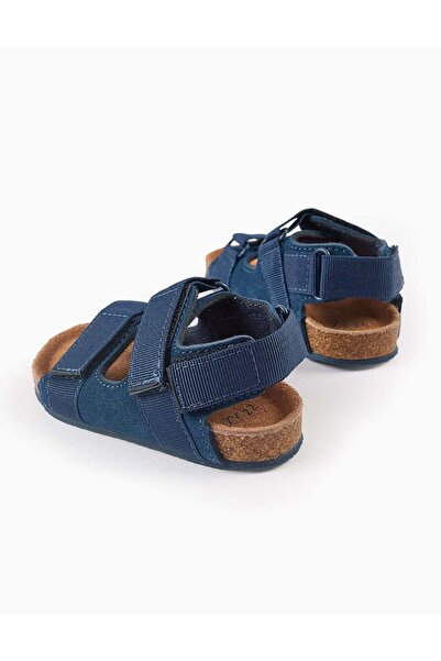 Ziddy Leather Sandals with Cork Sole for Baby Boys, Dark Blue