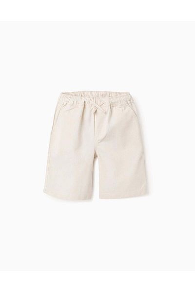 Ziddy Cotton and Linen Shorts for Boys 'Midi', Beige
