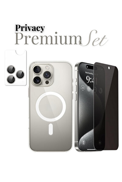 Evax (HY-PREMIUM SET) 16 Pro Max Uyumlu Armor Hayalet Ekran Koruyucu+(IC) Mag...