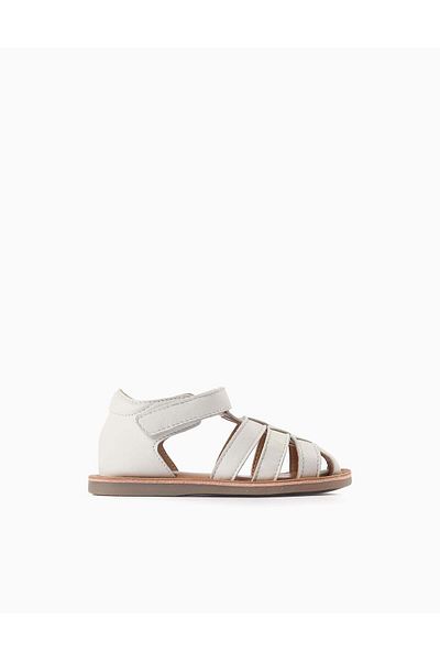 Ziddy Leather Sandals with Straps for Girls, White