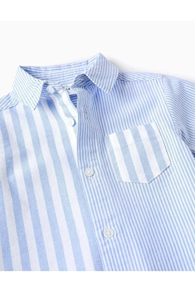 Ziddy Short Sleeve Striped Shirt for Baby Boys, Blue/White