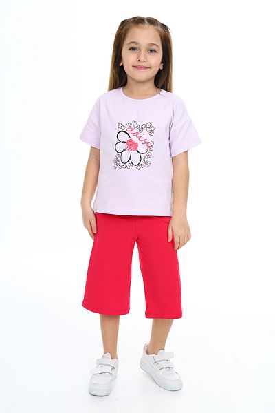 Toontoy Girl's Daisy Printed Flower Printed Capri Suit