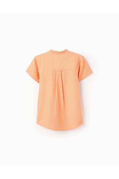 Ziddy Short Sleeve Shirt with Mao Collar for Boys, Orange