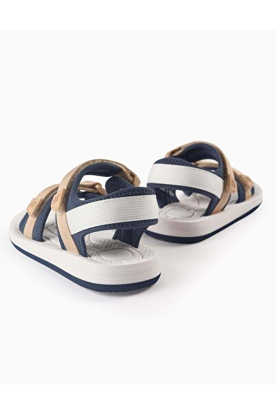 Ziddy Lightweight Sandals with Touch Fasteners for Boys, Beige/Blue