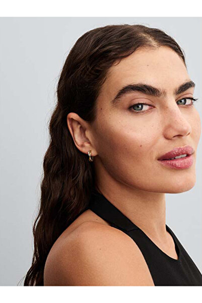 Pandora Doğal Şekilli İki Renkli Açık Halka Küpeler