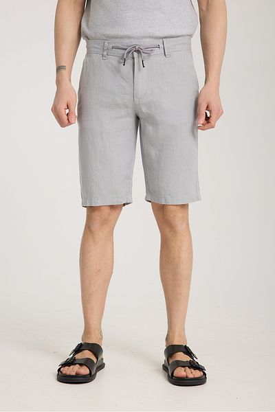 muzzo jeans Gray 100% Linen Shorts with Elastic Waist