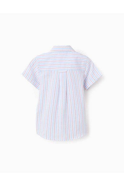 Ziddy Cotton Striped Shirt for Baby Boys, White/Blue/Red
