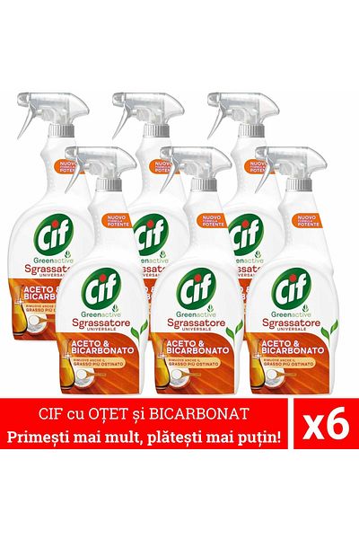 Cif Economical Package 6x Cif Degreaser with Vinegar and Bicarbonate, 650 ml - Powerful Cleaning for the Whole House