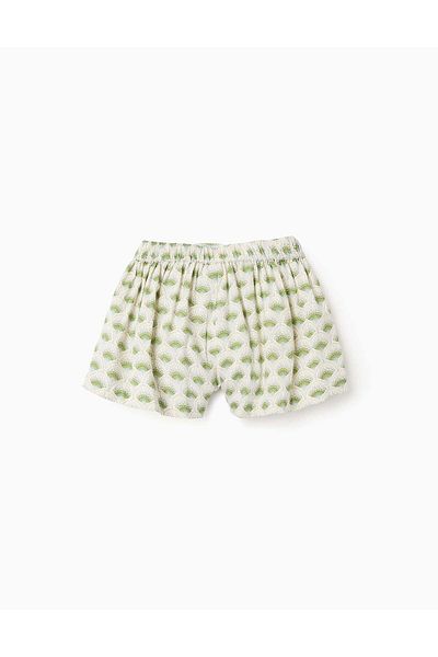 Ziddy Floral Patterned Shorts for Baby Girls, Beige/Green
