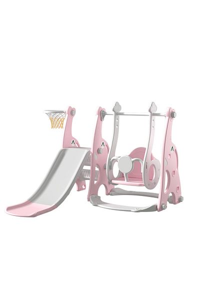 FULLJOY Slide with swing, climbing ladder and basketball ring 4*1, 123*115*95 cm