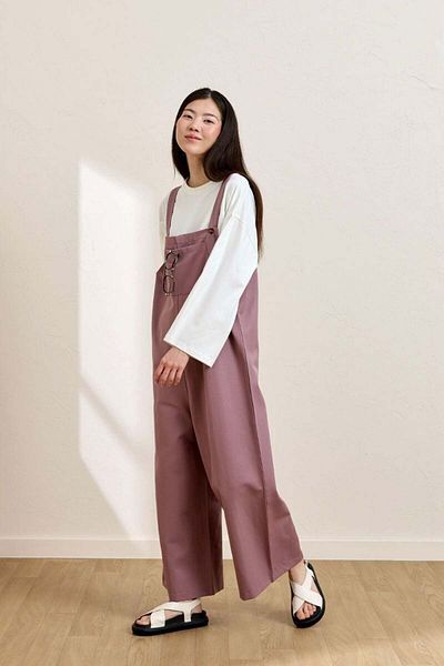 Ceylan Otantik Soft Lilac Linen Salopet Jumpsuit & Ecru Body