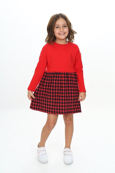 Toontoy Girl's Skirt Plaid Flounce Printed Dress