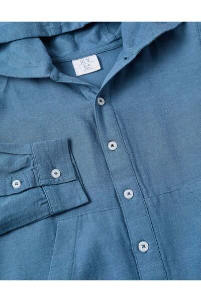 Ziddy Hooded Shirt for Boys, Blue