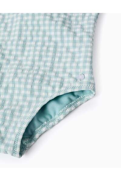 Ziddy Vichy Swimsuit with Ruffles for Baby Girls 'B&S', Aqua Green
