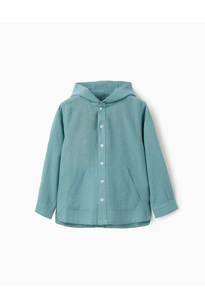 Ziddy Hooded Shirt for Boys, Green