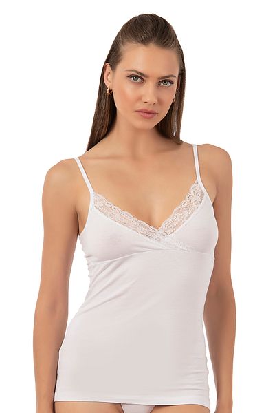 ÖZKAN underwear Özkan 26809 Women's Cotton Modal Collar Lace Detailed Thin Strap Athlete