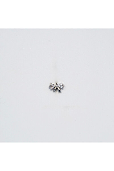 Piercing by Sever Fiyonk Kurdele Çelik Piercing Gümüş/Silver Renkli ve Şeffaf Taşlı (TRAGUS HELIX CONCH FLAT)