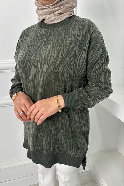 Linvey Zebra Pattern Ribbed Silk Cupra Tunic