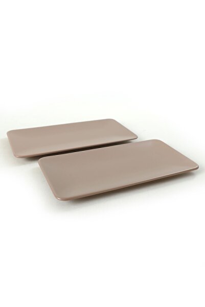 Keramika Matte Soil Taupe Siera Boat Plate 33 Cm 2 Pieces
