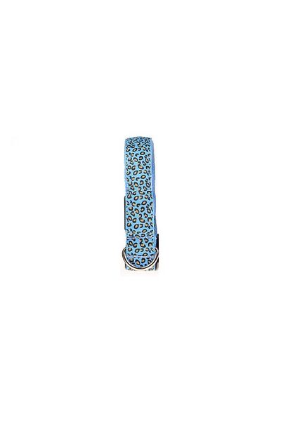 OEM LED collar for dogs and cats, leopard pattern, 40 cm, size M, blue