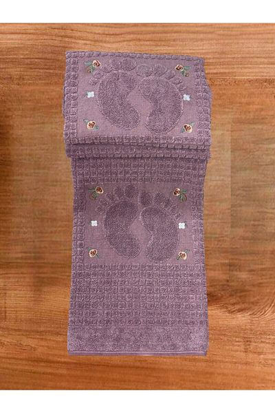 Explore Home Flower, Embroidered, Cotton, Bath, Foot, Towel - Purple
