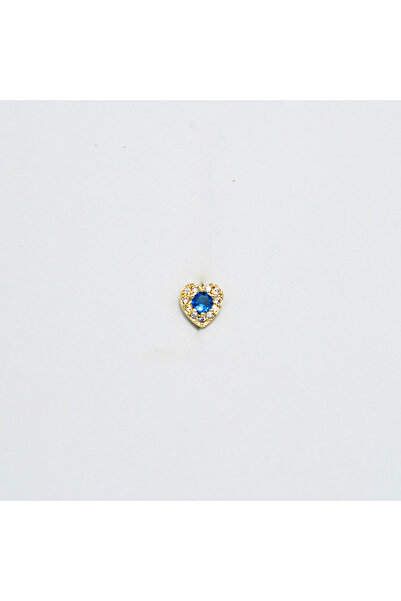 Piercing by Sever Kalp Çelik Piercing… Altın/Gold Renkli ve Şeffaf Mavi Taşlı...