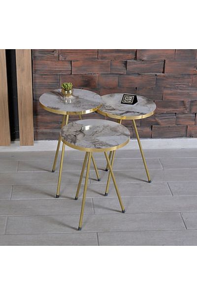 Golden Bark 3 Piece Side Tables For Coffee And Tea Suitable For Office And Bedroom