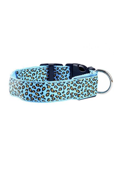 OEM LED collar for dogs and cats, leopard pattern, 40 cm, size M, blue