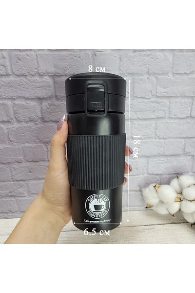 Biki Travel Coffee Mug, Thermal Insulated, Stainless Steel - 350 ml / Black Color