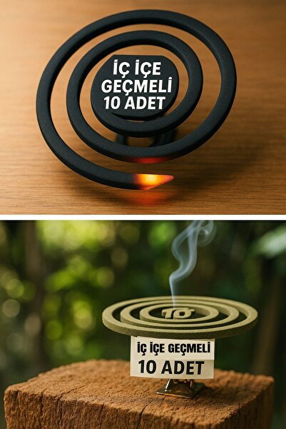 TOYFEST 10’lu Doğal Esansı Sineksavar Set Yavaş Yanan, İç İçe Geçmeli Spiral ...