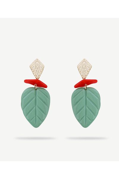 Yargıcı Leaf Pattern Acrylic Earrings