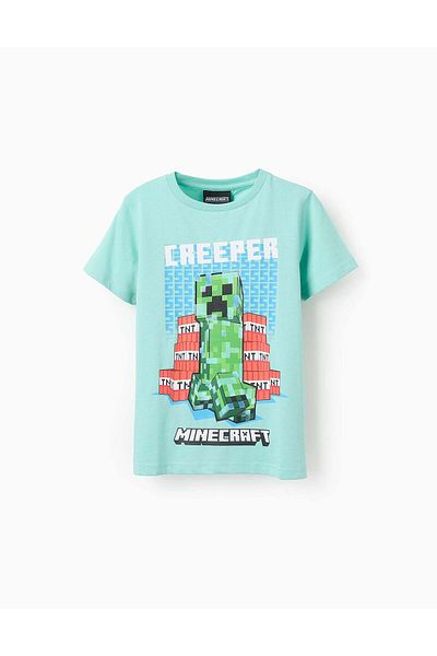 Ziddy Cotton T-shirt for Boys 'Minecraft', Green