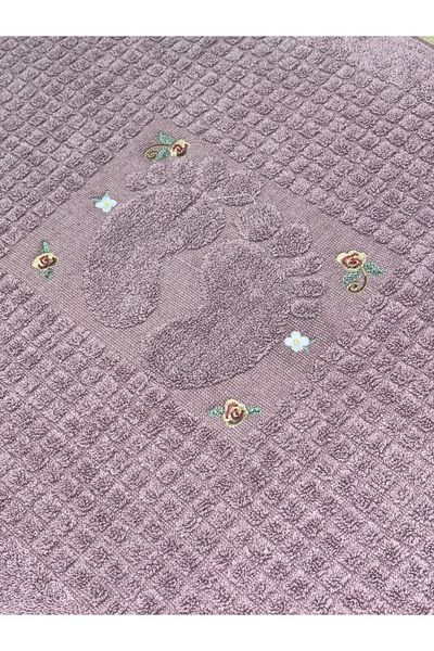 Explore Home Flower, Embroidered, Cotton, Bath, Foot, Towel - Purple