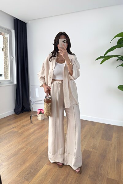 BİRCANÇİL Set pantaloni cămașă cu broderie Benny Stone