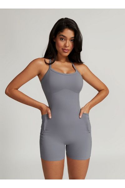 KAWN YOGA Womens Tank Top Shapewear Bodysuit Tummy Control With Pockets