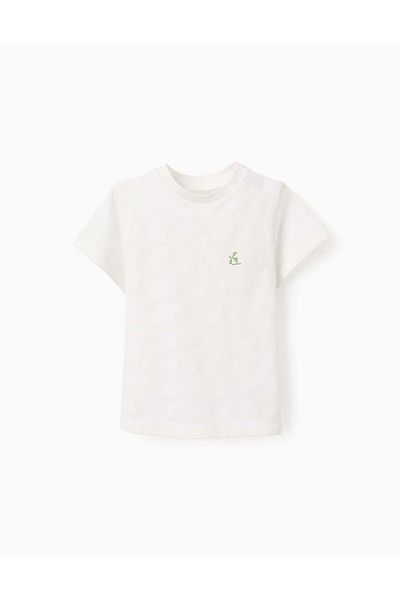 Ziddy Cotton Striped Texture T-shirt for Baby Boys, White