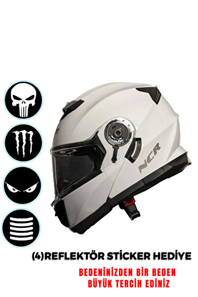 NCR Stars Çene Açılır Beyaz Kask(ECE BELGELİ)
