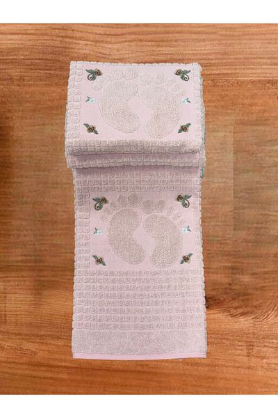 Explore Home Flower, Embroidered, Cotton, Bath, Foot, Towel - Pink