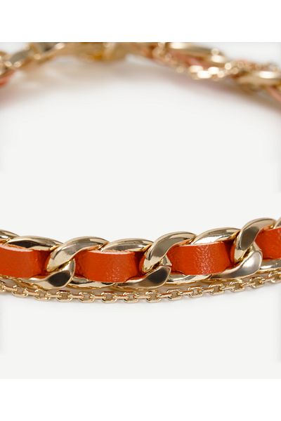 Yargıcı Leather Bracelet with Chain Detail