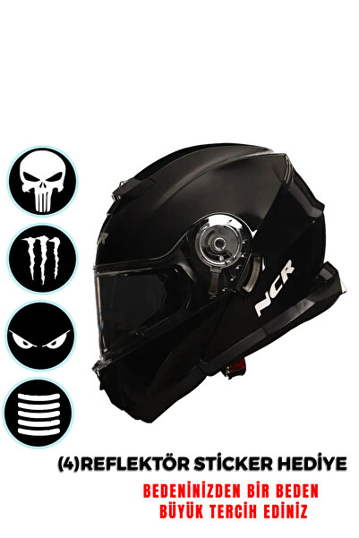 NCR Stars Çene Açılır Parlak Siyah Kask (Ece Belgeli)