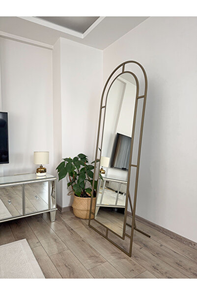 EFFE YAPI DEKOR Eskitme Metal Çerçeveli 180x70 Cm Pencere Model Oval Ayaklı Boy Aynası