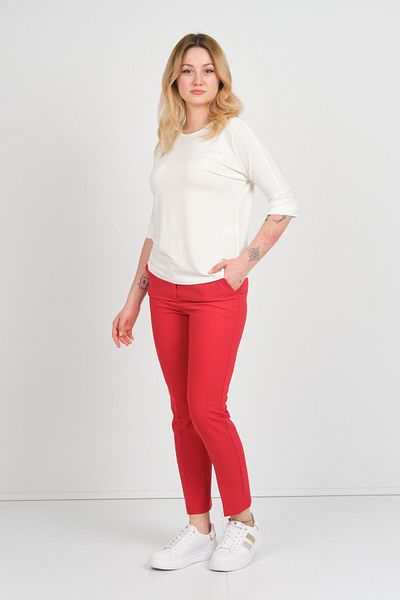 Sistas Women's Three Quarter Sleeve Crew Neck Basic Blouse 22721 Ecru