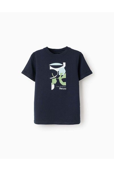 Ziddy Cotton T-shirt for Boys 'Nature', Dark Blue
