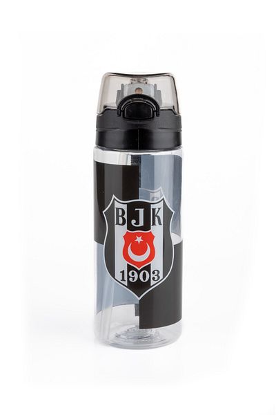 Beşiktaş BJK 1903 قارورة مروحة مرخصة - زجاجة مياه سعة 500 مل مع غطاء من القش