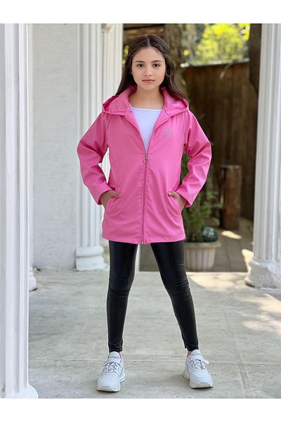 BERFONZO KIDS Girl's Waterproof Trench Coat Raincoat