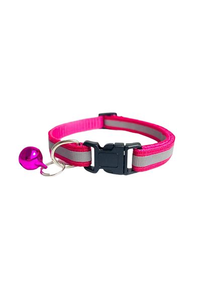 OEM Reflective collar for dogs and cats, with bell, adjustable 21-33 cm, pink