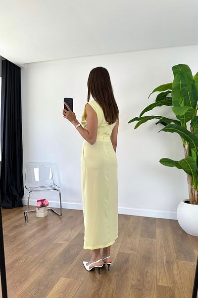 BİRCANÇİL Hilla Yellow Window Buckle Detailed Dress